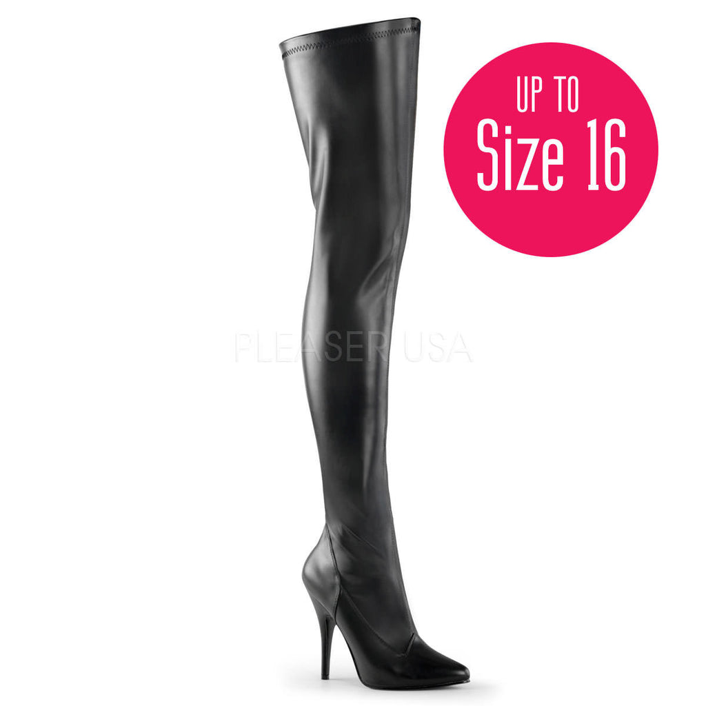 5 Heel Black Stretch Pu Sexy Thigh High Boots Pleaser Seduce 3000 2412