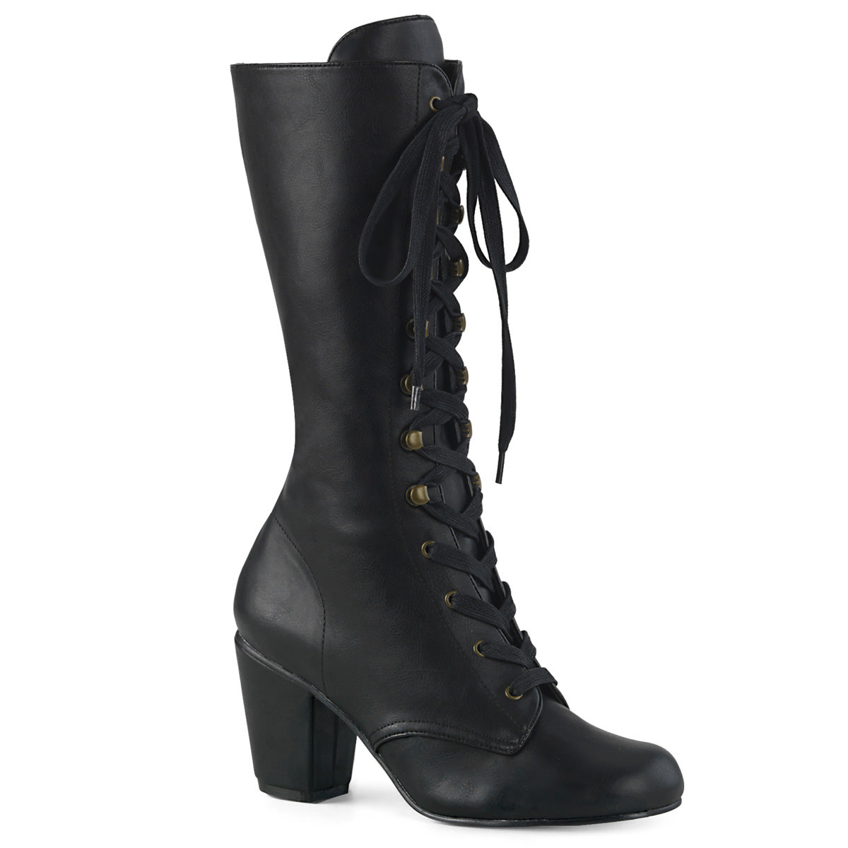 Demonia CRYPTO-51 Black Corset-Style Ankle Boots | Shoecup.com