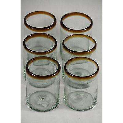 Handmade Amber Angles Drinking Glasses Set of 6 (Mexico) - Bed