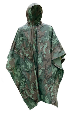 Survival General Camo Patterned Rain Poncho emergency gear