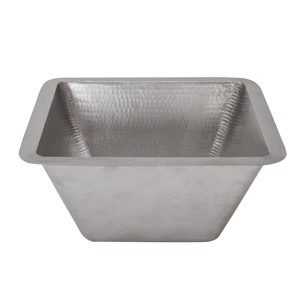 BS15EN2 - 15" Square Hammered Copper Bar/Prep Sink in Nickel w/ 2" Drain Opening