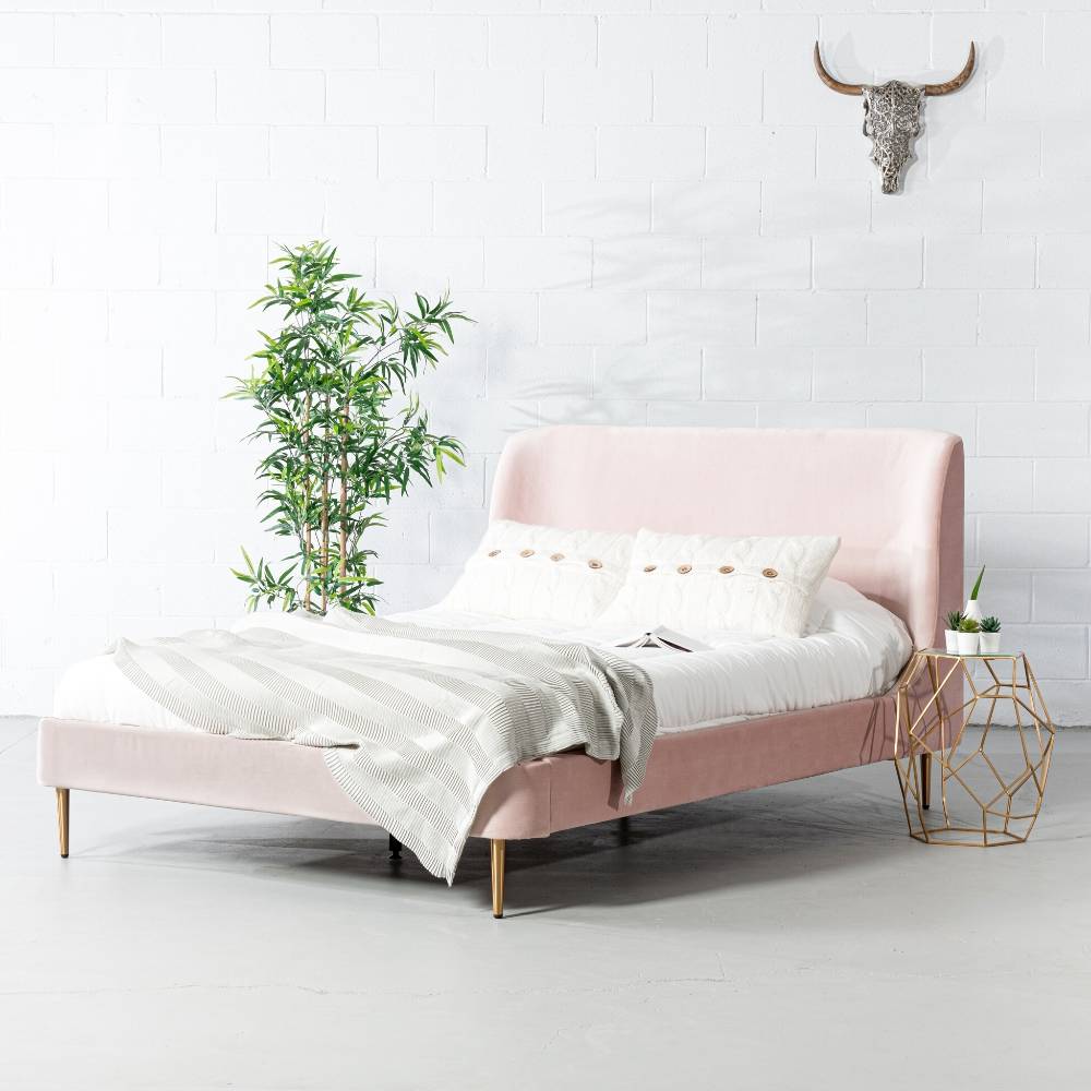 MEREDITH - Pink Velvet Bed