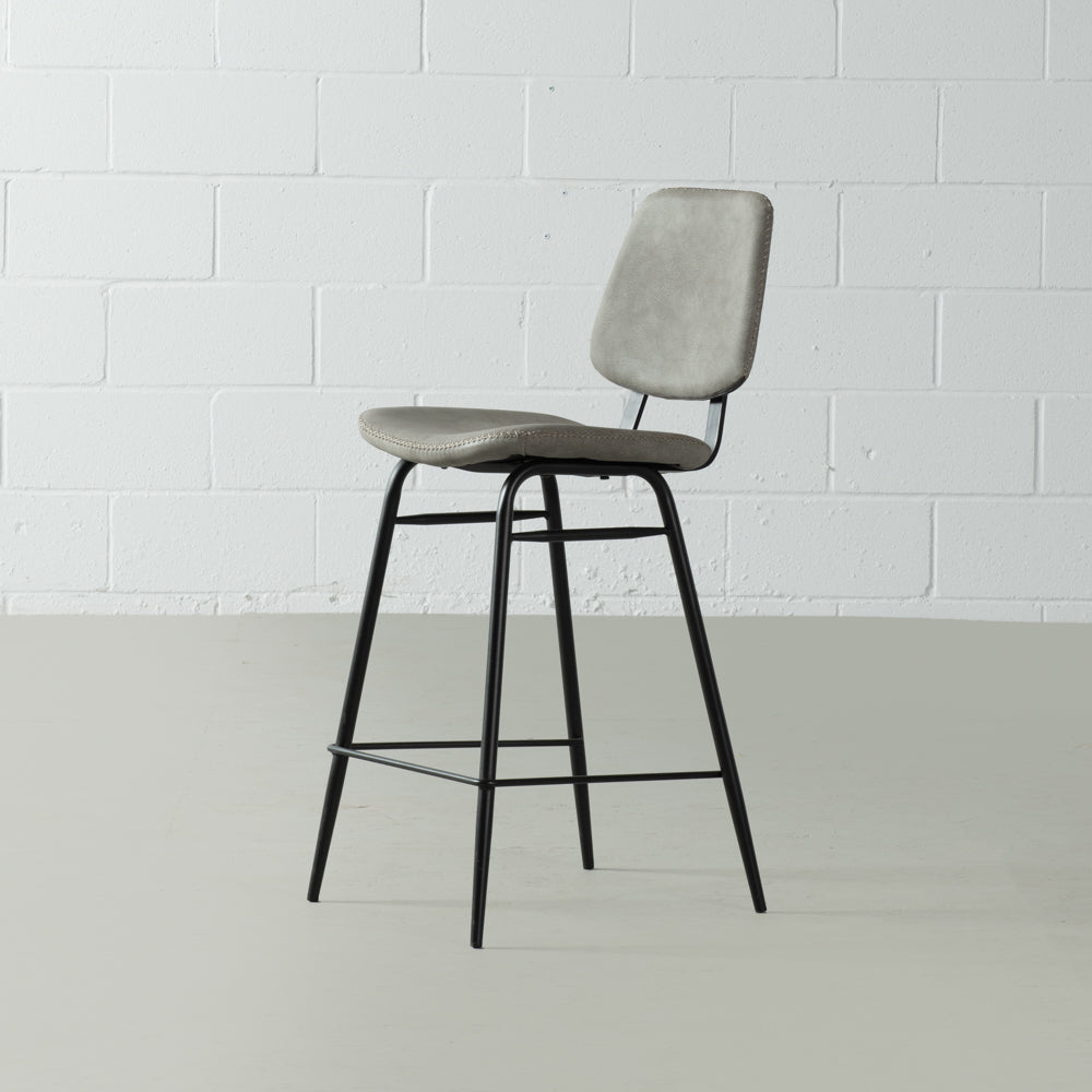 Eli Grey Leather Bar Stool Wazo Furniture