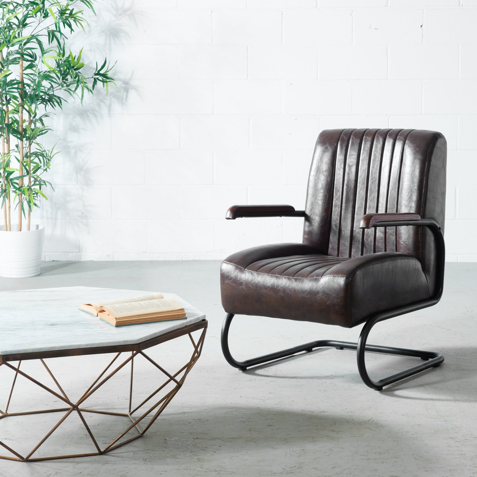 COPPOLA - Brown Vintage Leather Lounge Chair