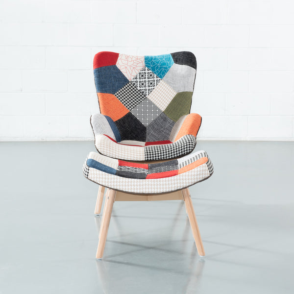 ESSEN - Multicolour Fabric Patchwork Armchair – Wazo Furniture