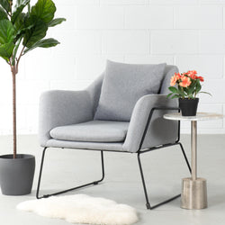 grey fabric lounge chair