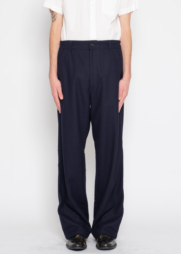 COMME des GARÇONS robe de chambre navy wool trouser – dot COMME