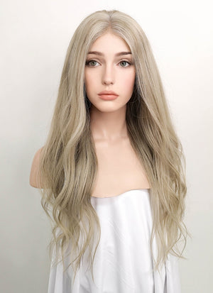 22 Long Wavy Mixed Blonde Lace Front Virgin Natural Hair Wig