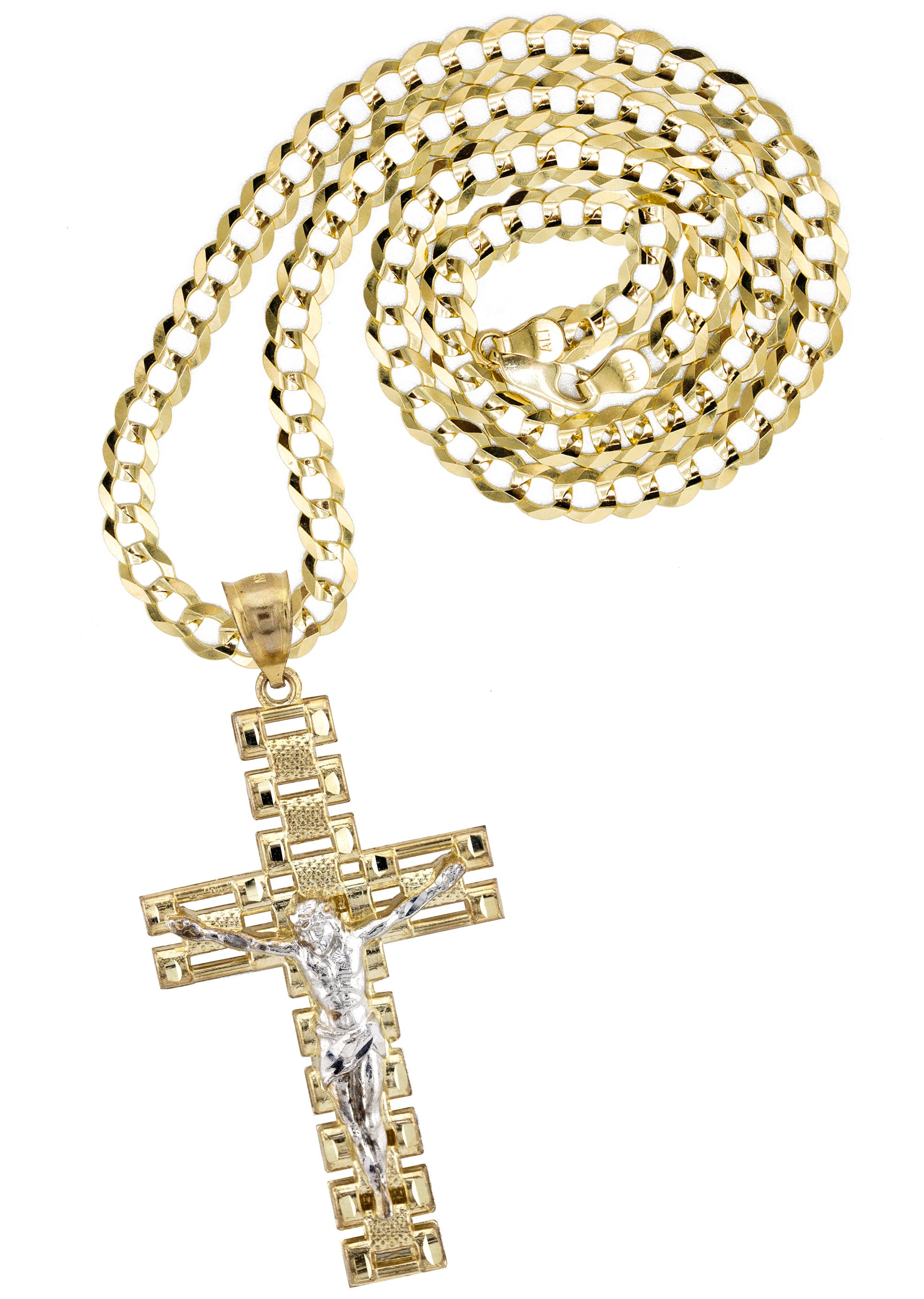 10K Yellow Gold Cross Necklace | Small 9 Grams - Large 17 Grams - FrostNYC product image