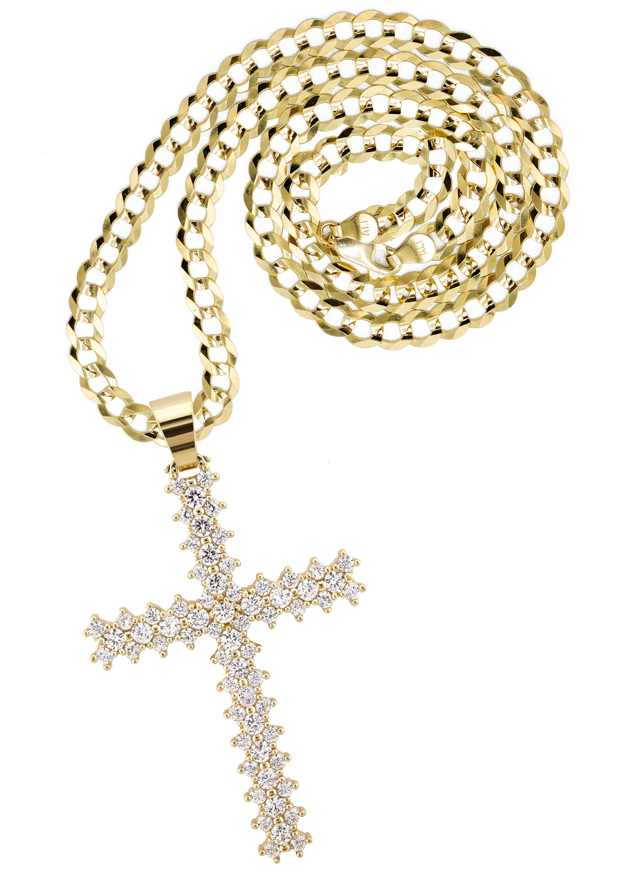 10K Yellow Gold Cross Necklace | Small 10 Grams - Large 28 Grams - FrostNYC product image