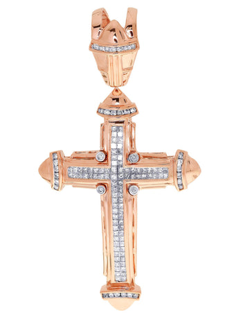 Крест из розового золота с бриллиантами