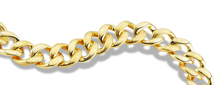 a gold chain against a white background