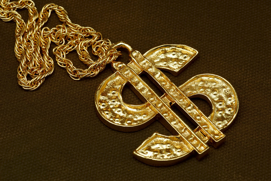 guld dollartecken halsband
