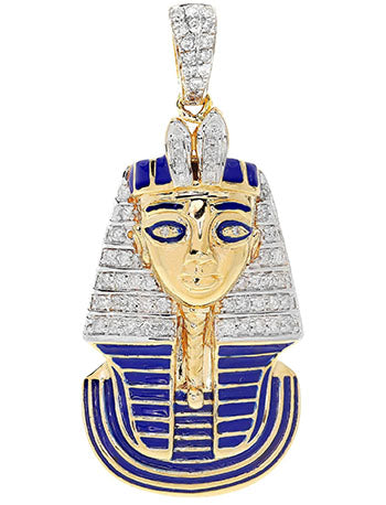 colgante de busto de faraón de oro y diamantes