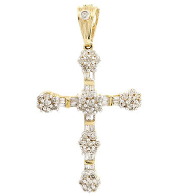 colgante de cruz de oro con diamantes