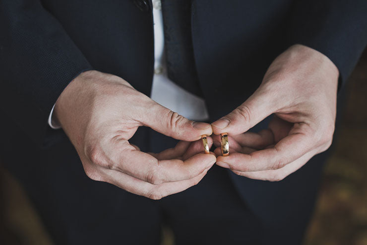 holding ring in hands