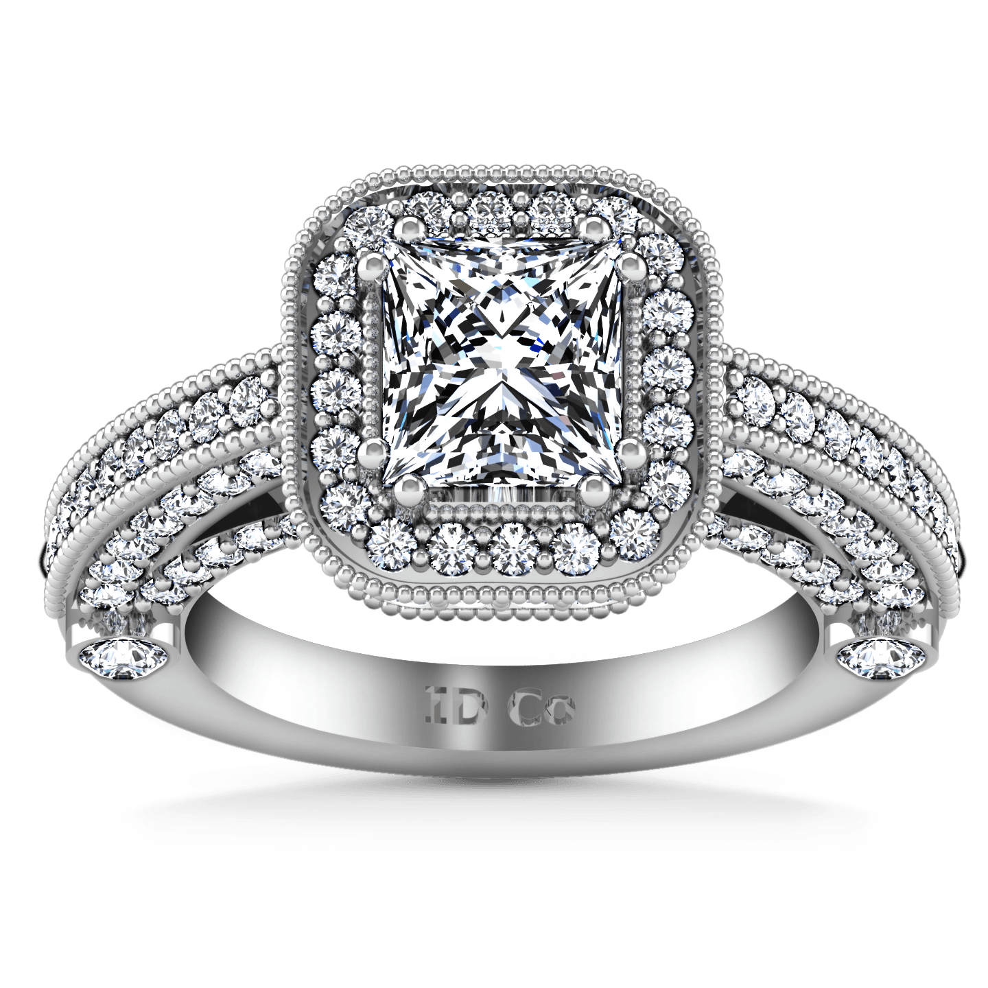 Halo Cushion Cut Diamond Engagement Ring Leilani 14K White Gold – FrostNYC