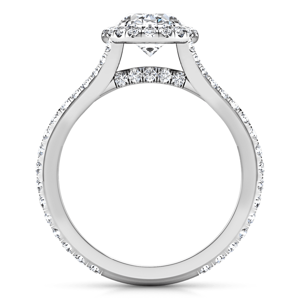 Halo Oval Diamond Engagement Ring Melody 14k White Gold Frostnyc