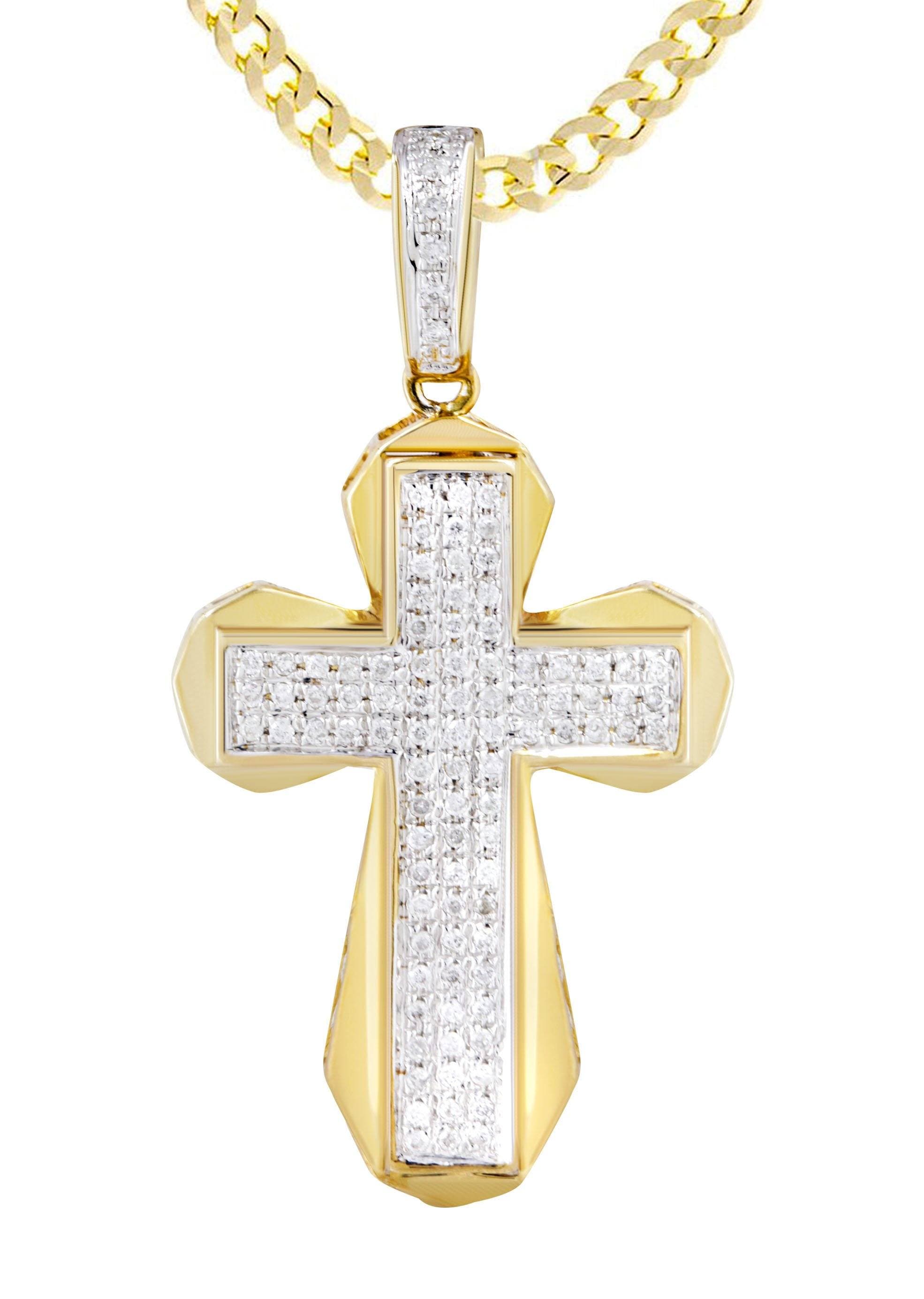 10K Yellow Gold Cross Pendant & Cuban Chain | 0.39 Carats – FrostNYC