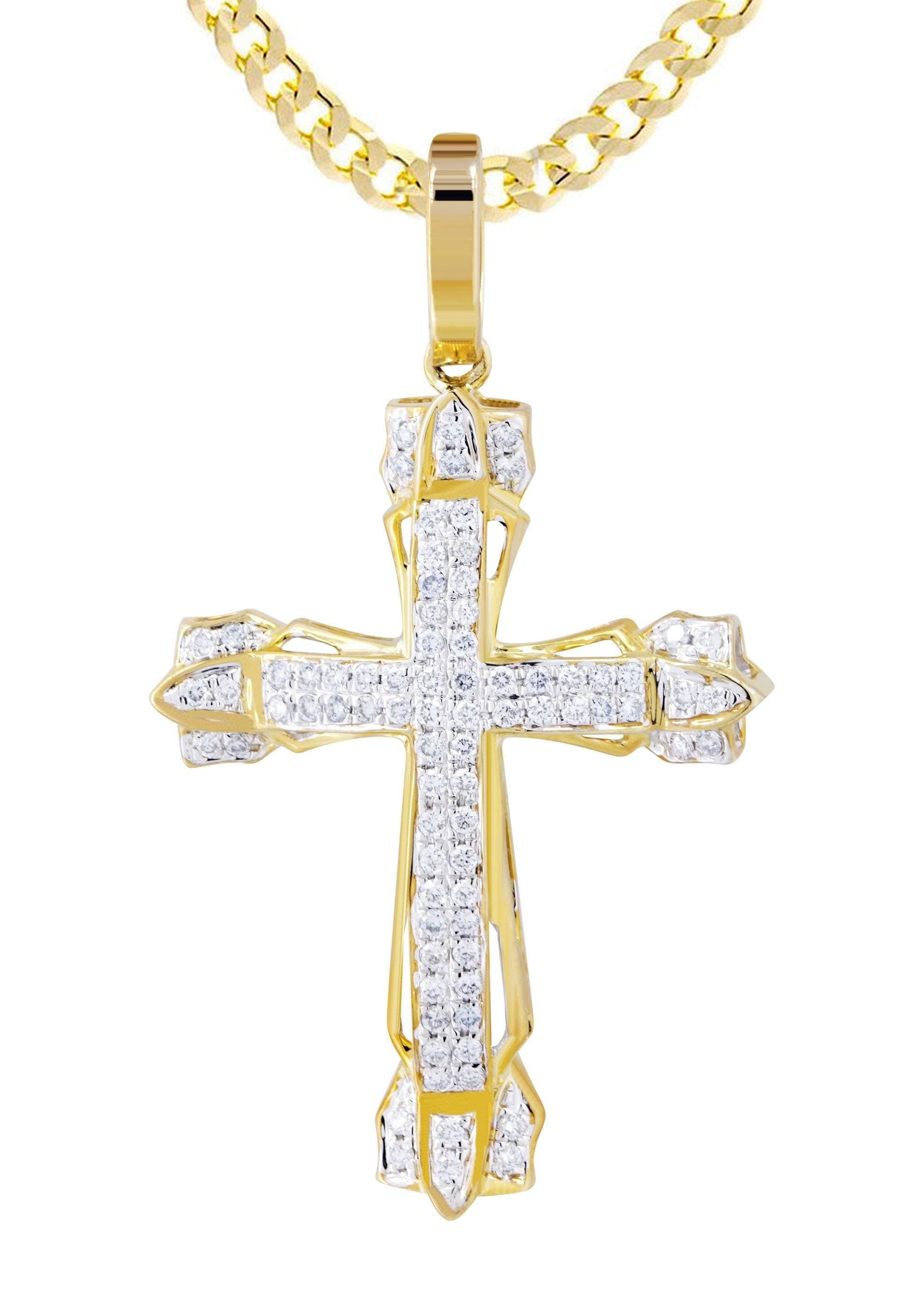 10K Yellow Gold Cross Pendant & Cuban Chain | 0.58 Carats – FrostNYC
