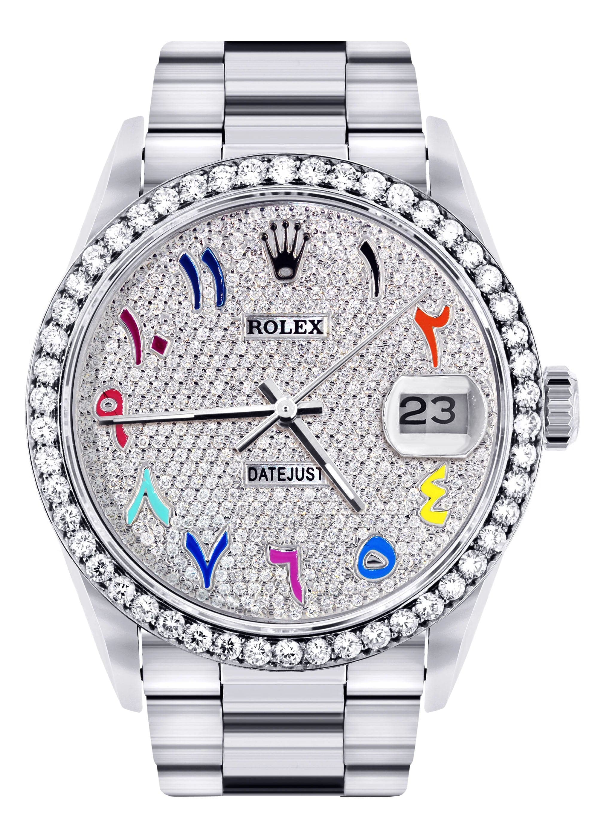 Diamond Mens Rolex Datejust Watch 16200 | 36MM | Full Diamond Color Ar ...