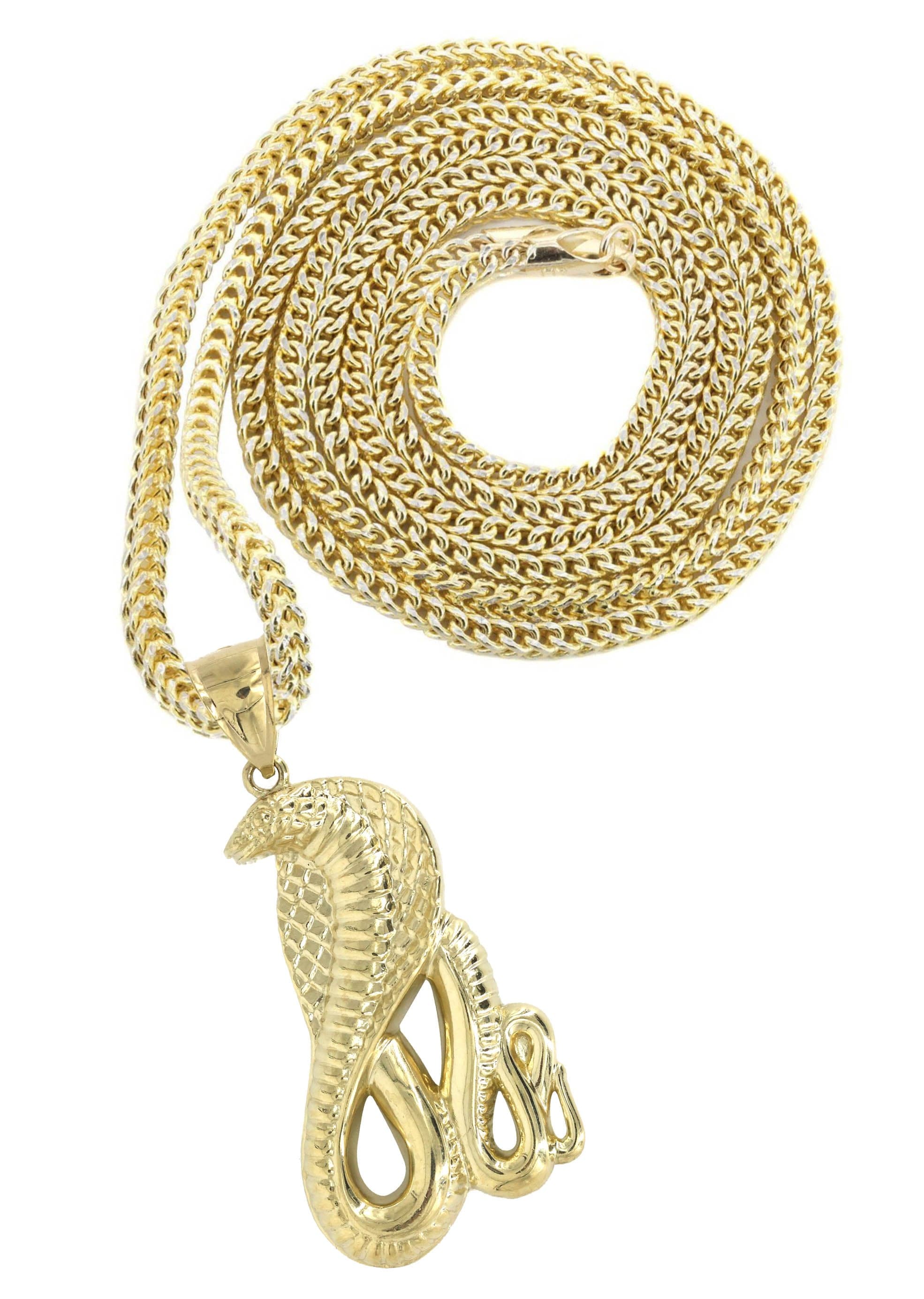 10K Yellow Gold Franco Chain & Gold Cobra Pendant | Appx. 21.7 Grams ...