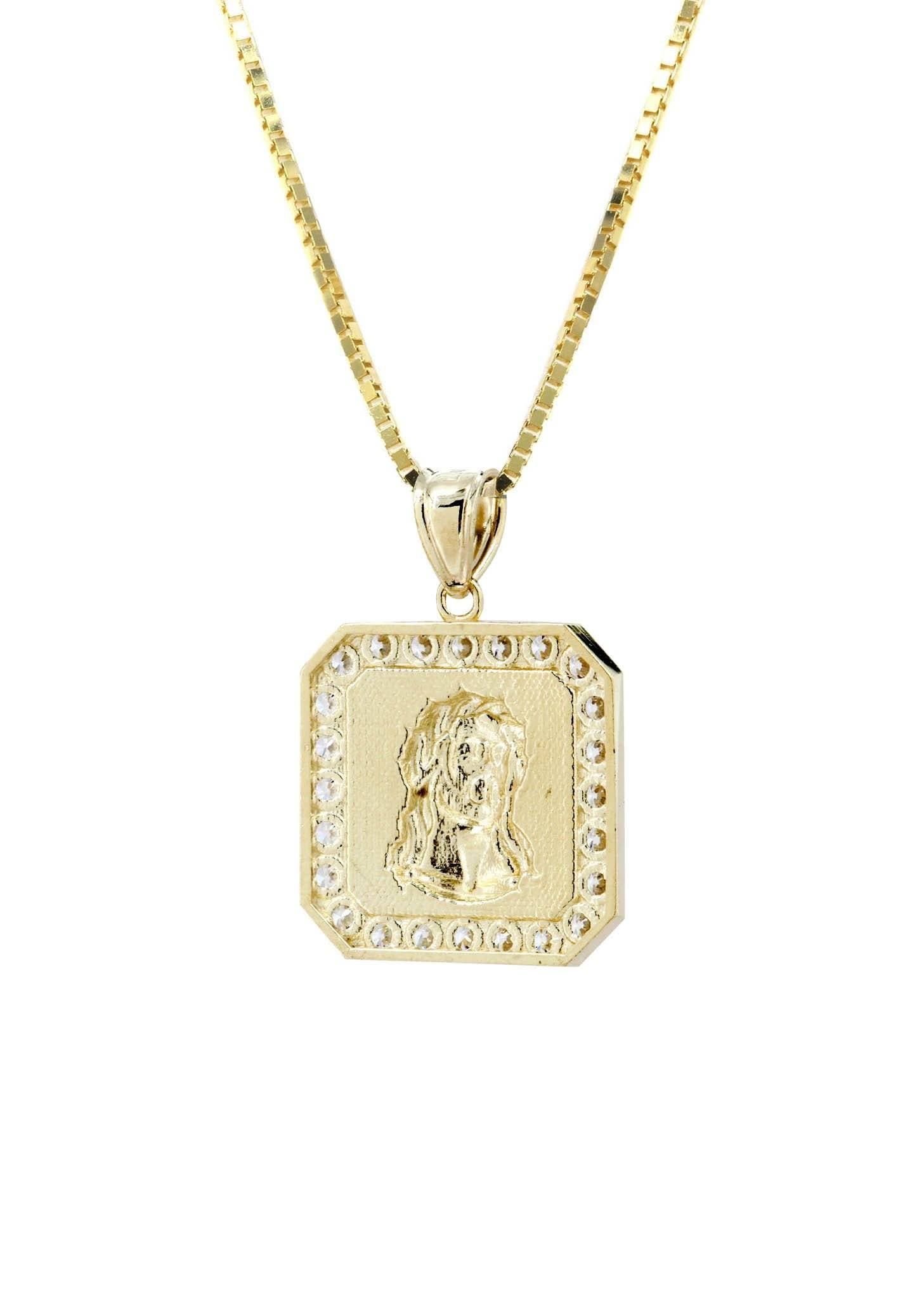 10K Yellow Gold Box Chain & Jesus Piece Chain | Appx. 7.1 Grams – FrostNYC