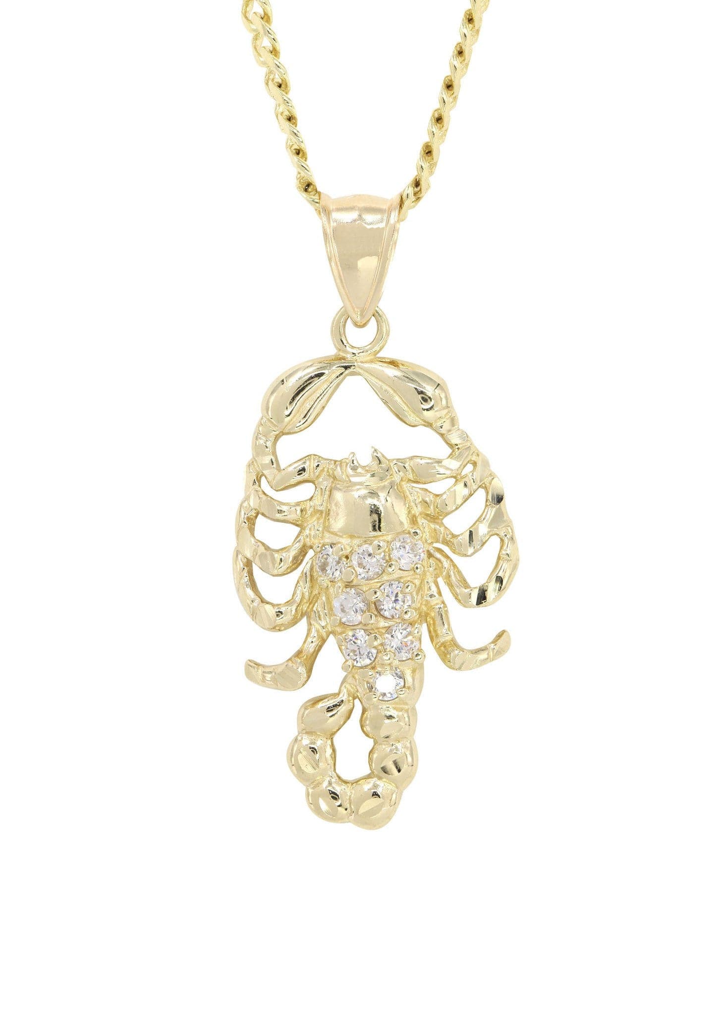 10K Yellow Gold Cuban Chain & Cz Scorpio Pendant | Appx. 17.2 Grams ...