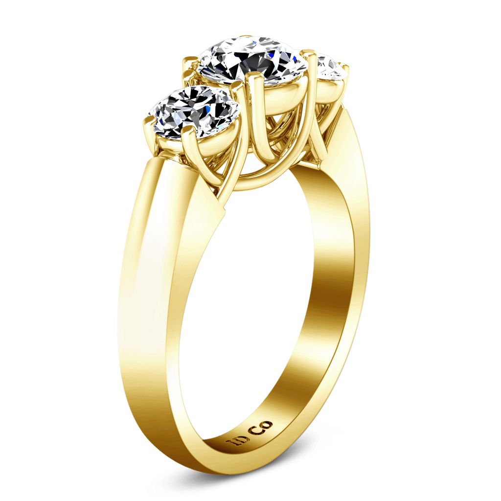 Three Stone Diamond Engagement Ring 4 Prong Lattice 14k Yellow Gold Frostnyc