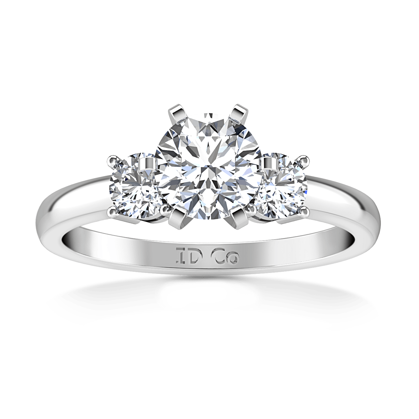 Round Diamond Three Stone Engagement Ring Talia 14K White Gold – FrostNYC