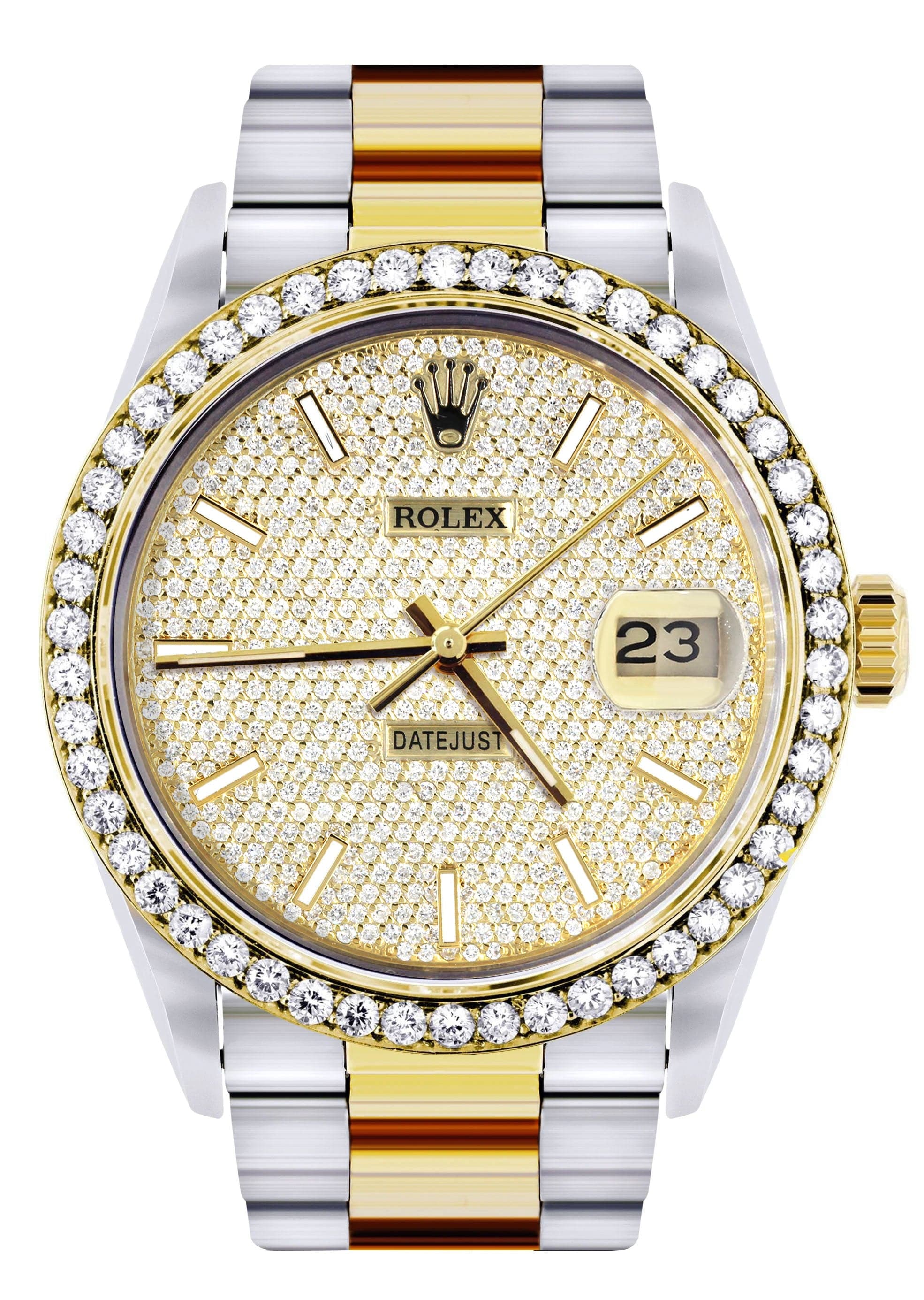 Diamond Gold Rolex Watch For Men 16233 | 36 MM | Full Diamond Dial | O ...