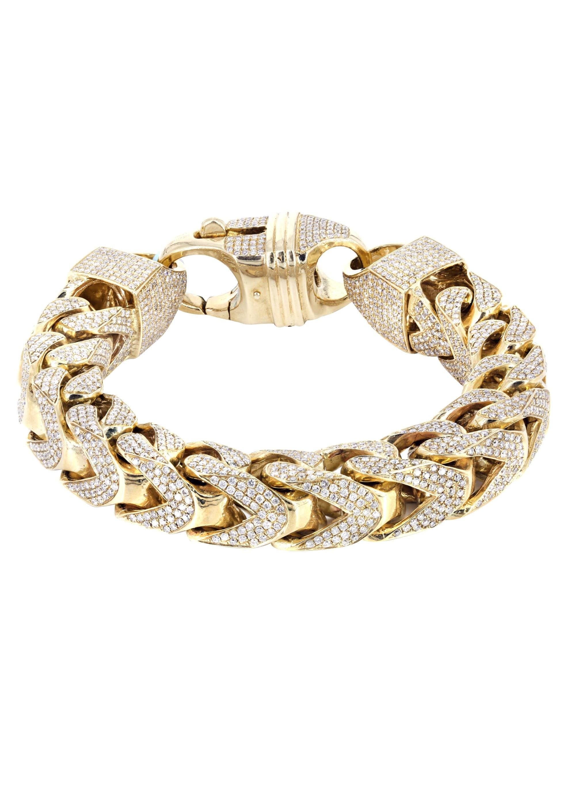 10K Diamond Franco Bracelet | 28.8 Carats | 14 mm Width – FrostNYC