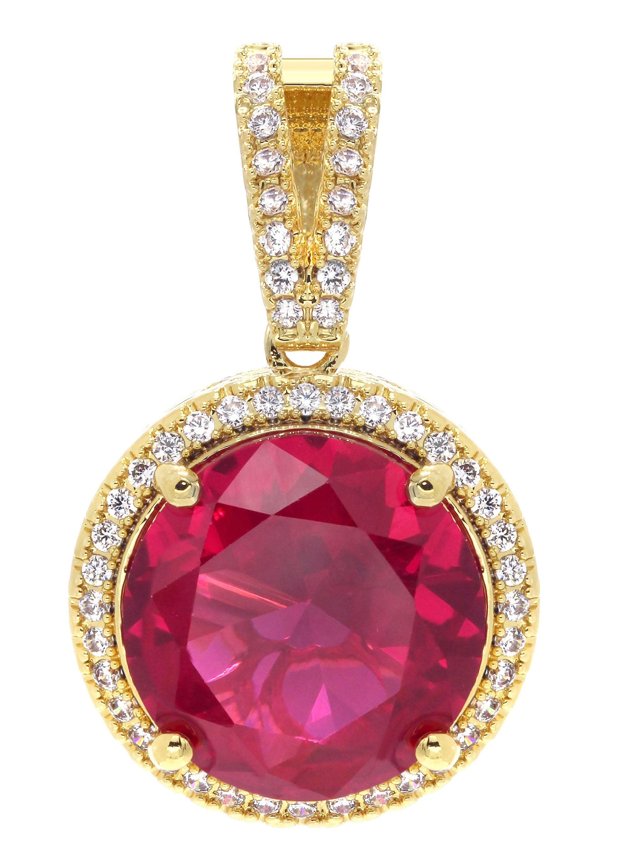 Mens Gold Plated Ruby Pendant | 7.4 Grams – FrostNYC