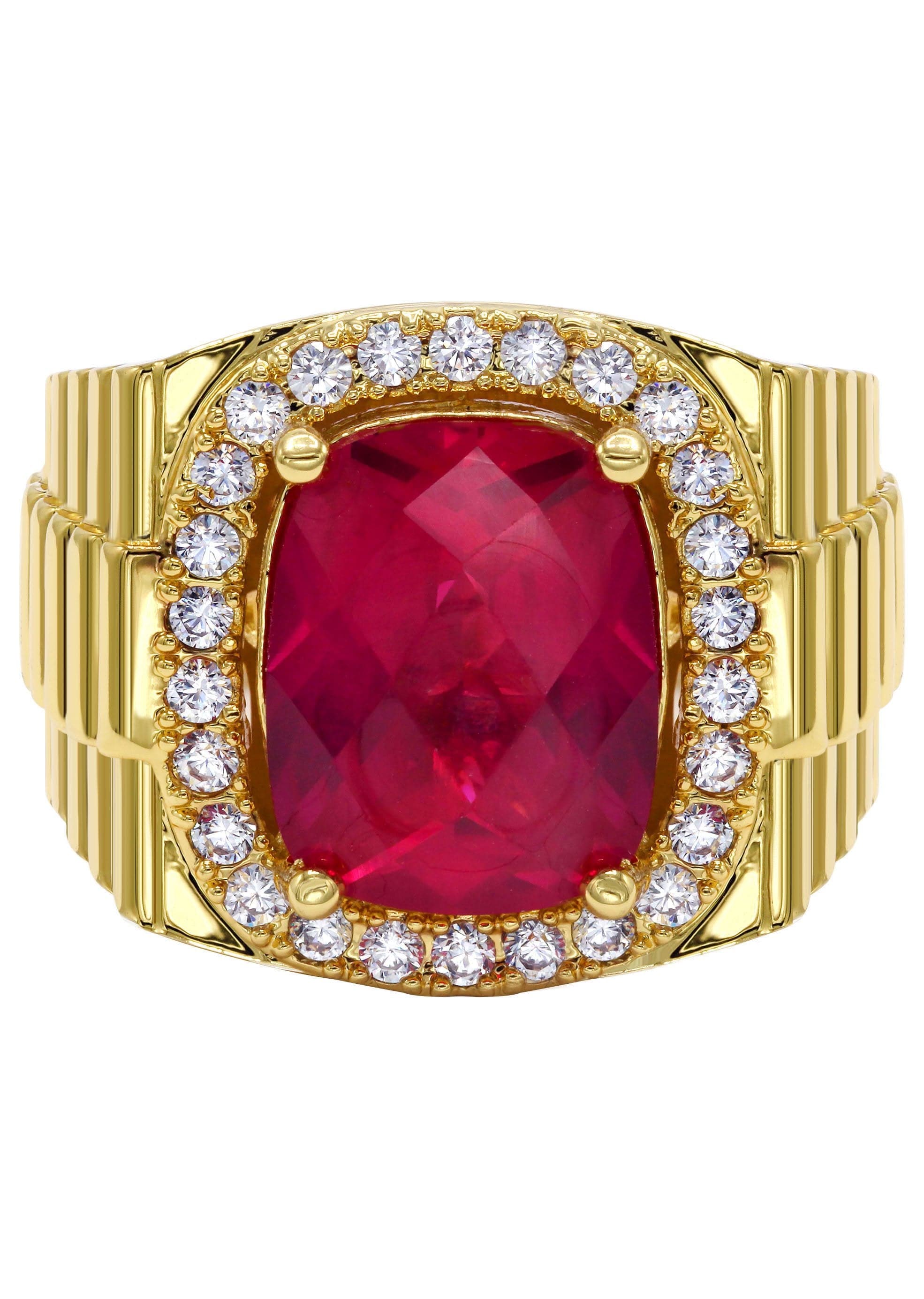 Mens Gold Plated Ruby Ring | 20 Grams – FrostNYC