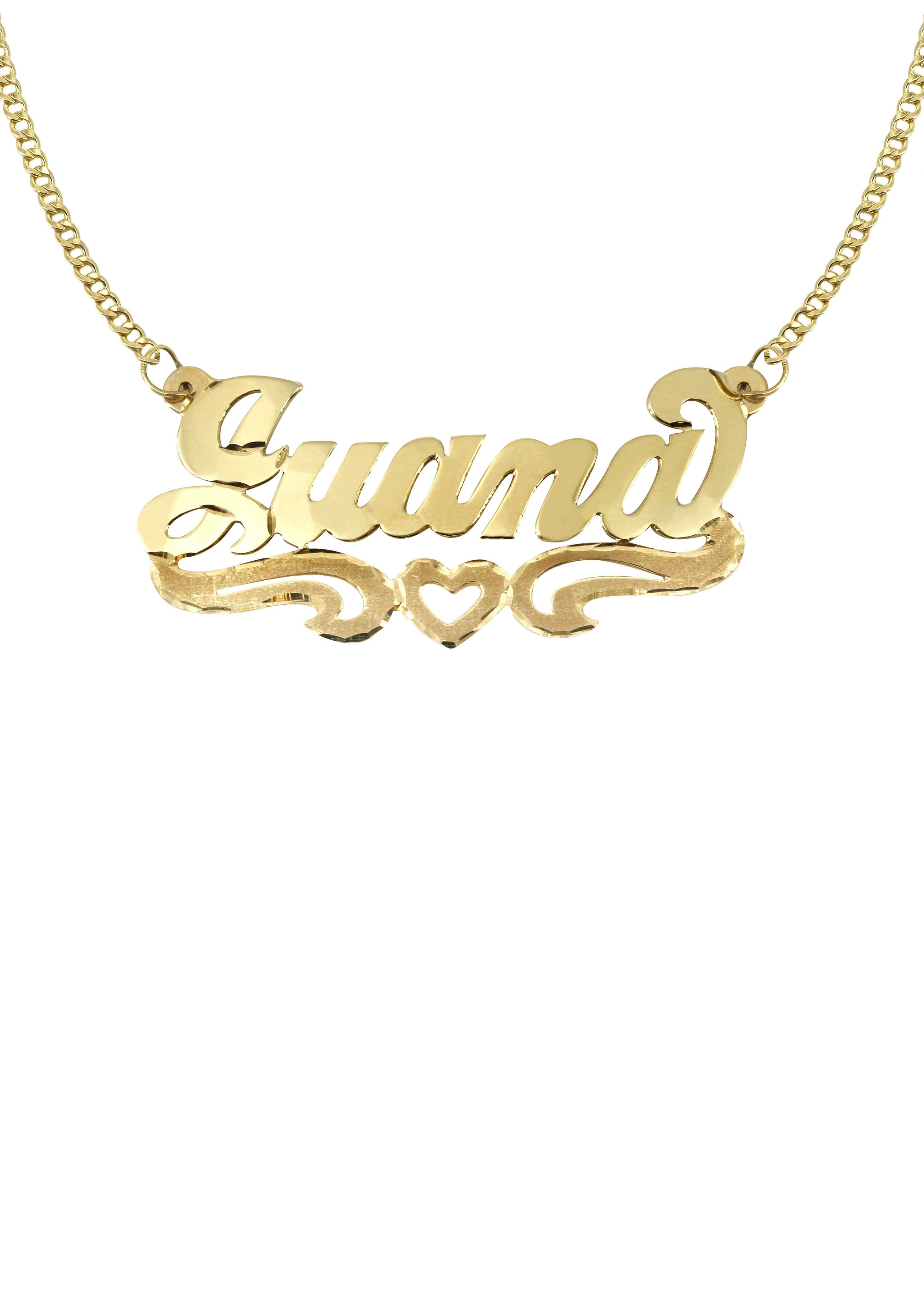 14K Ladies Diamond Cut Heart Name Plate Necklace | Appx. 7.6 Grams ...