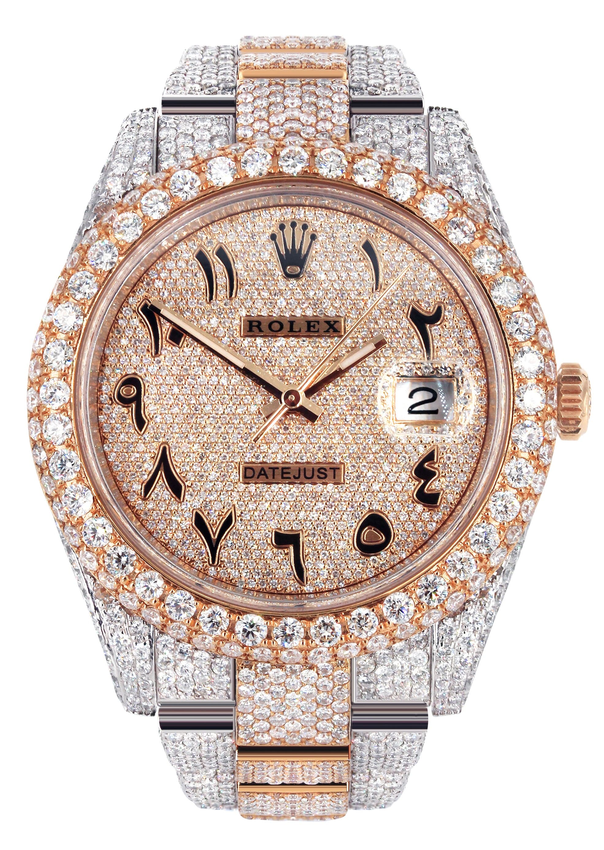 rose gold iced out rolex