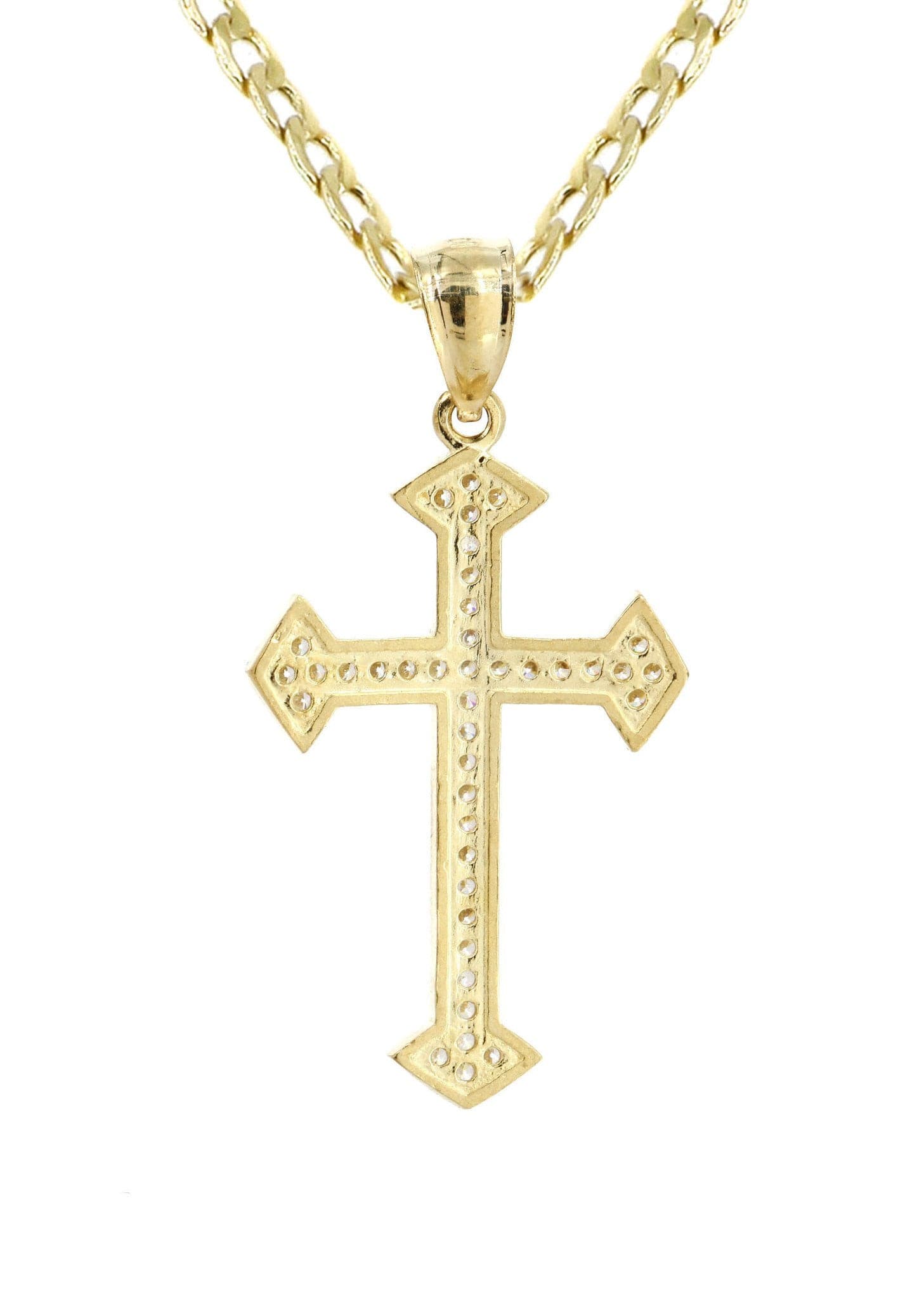 10K Gold Cuban Link & Gold Cross Pendant | 4.23 Grams – FrostNYC