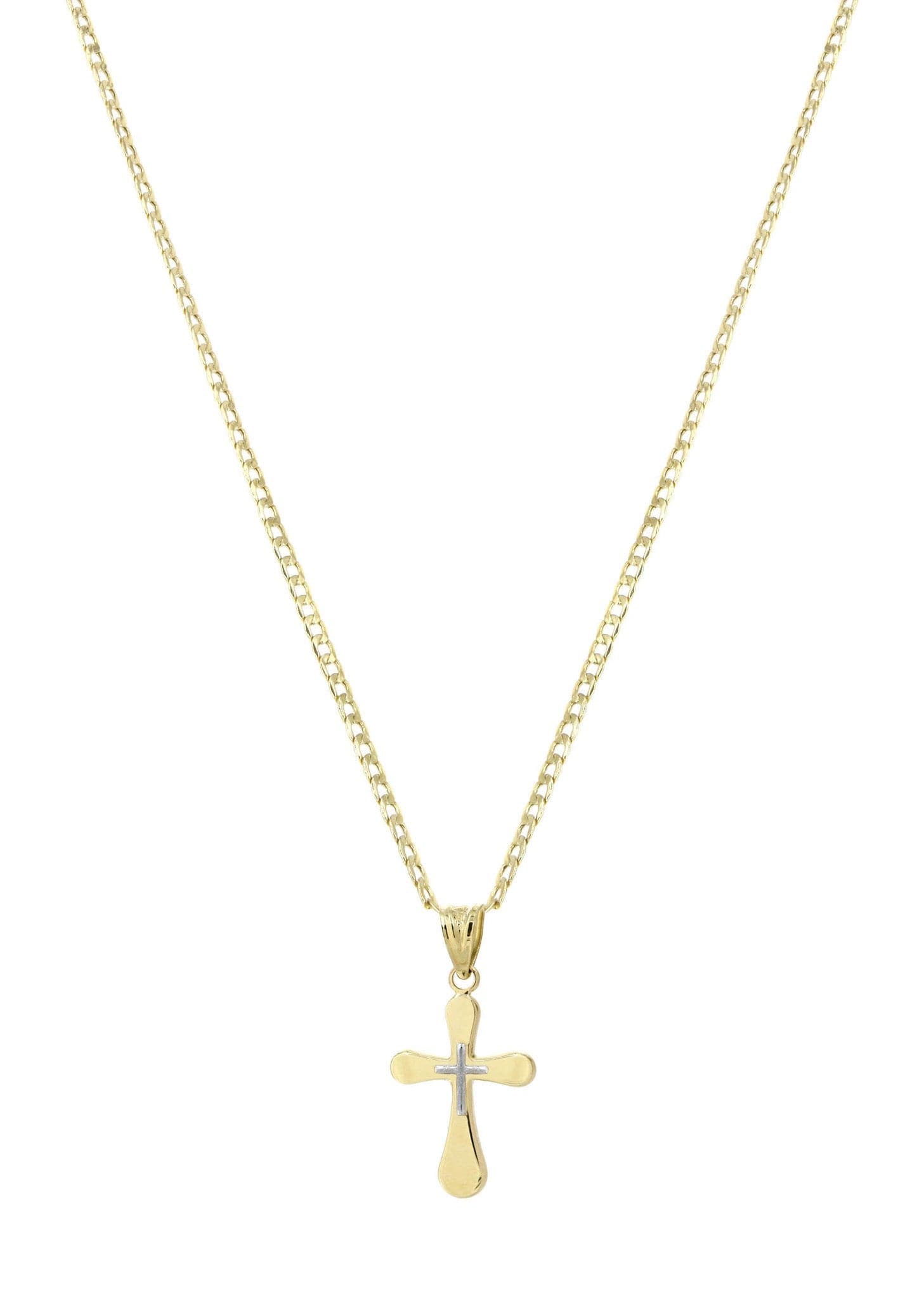 10K Gold Cuban Link & Gold Cross Pendant | 3.4 Grams – FrostNYC