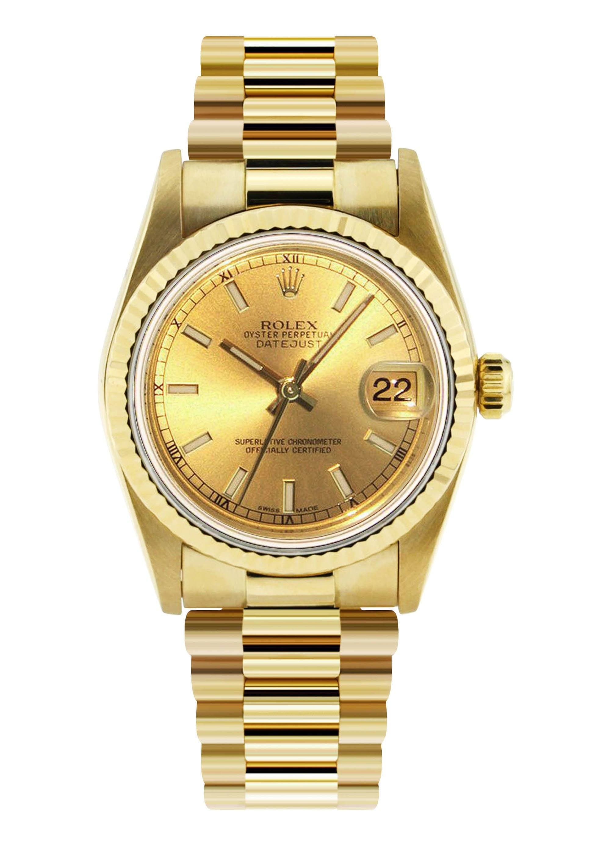 Rolex Datejust Uhr Fur Frauen 18 Karat Gelbgold 31 Mm Frostnyc