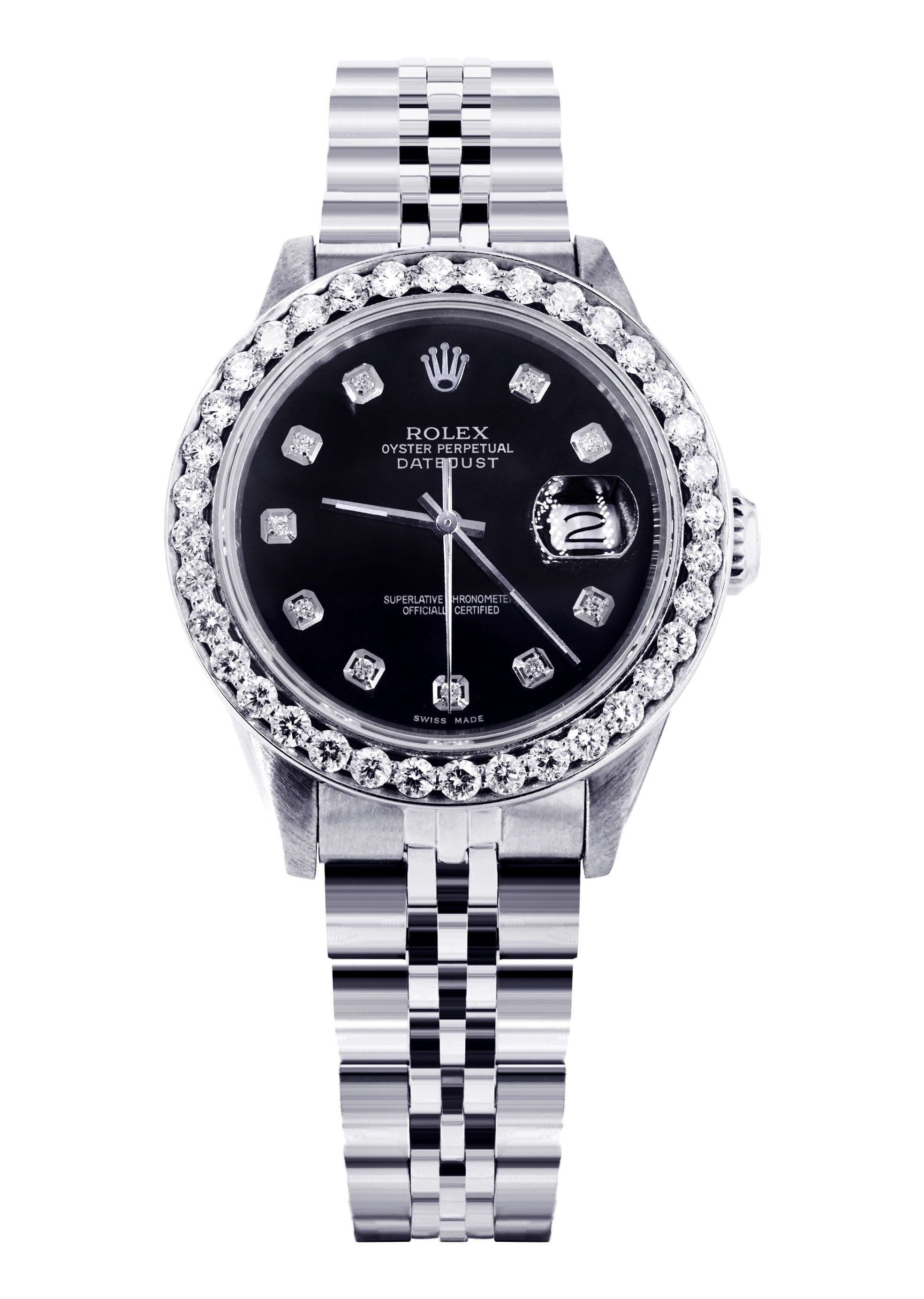 rolex black face diamond bezel