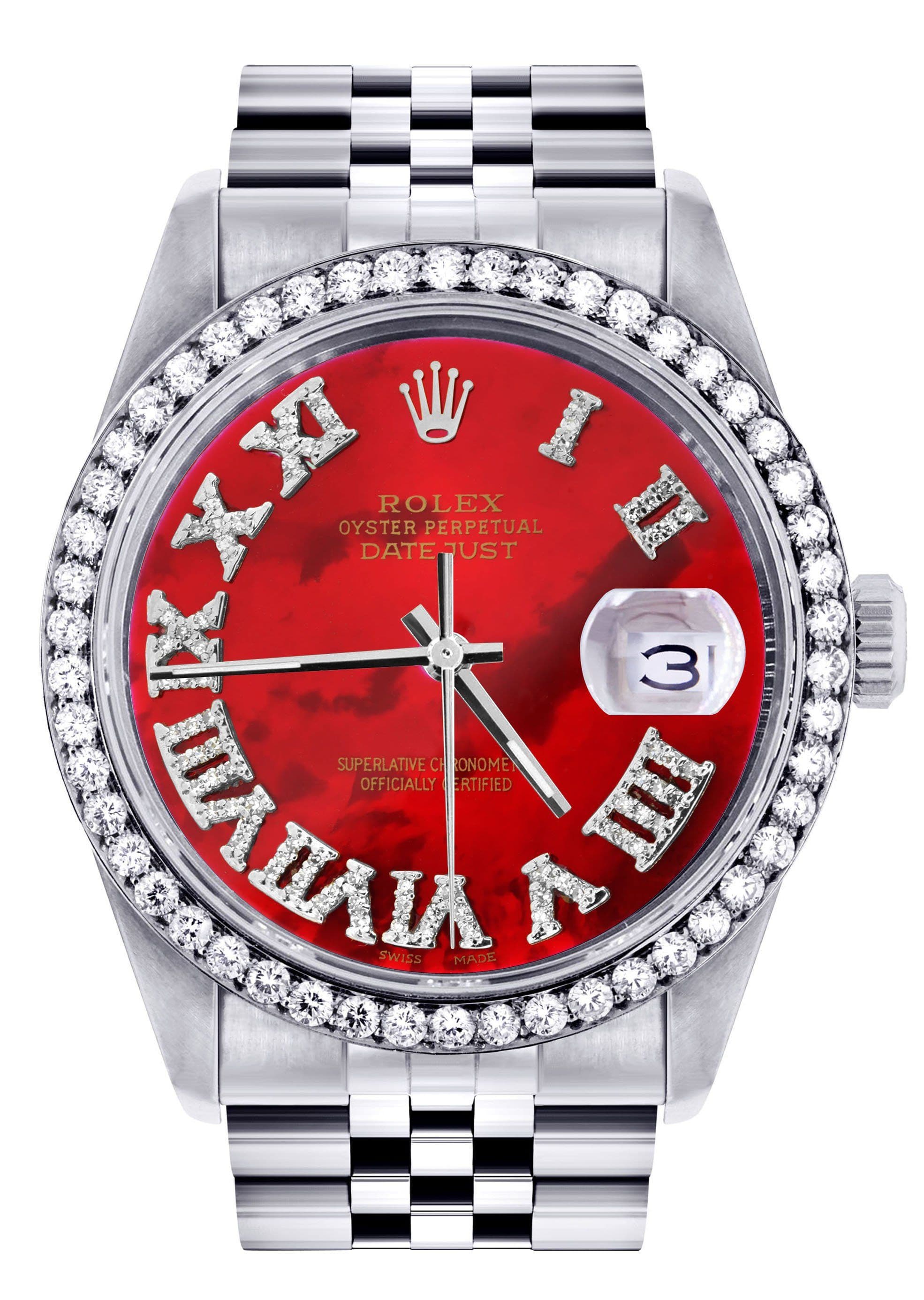 Diamond Mens Rolex Datejust Watch 16200 