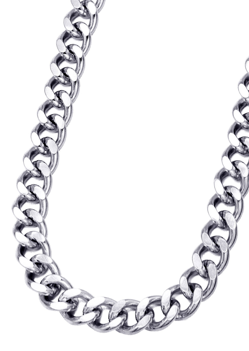White Gold Plated Mens Cuban Curb Chain – FrostNYC