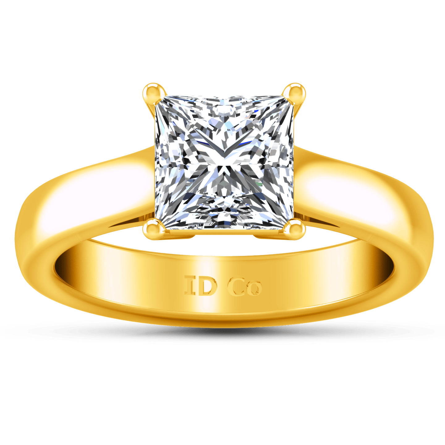 Solitaire Diamond Princess Cut Engagement Ring Angie 14K Yellow Gold ...