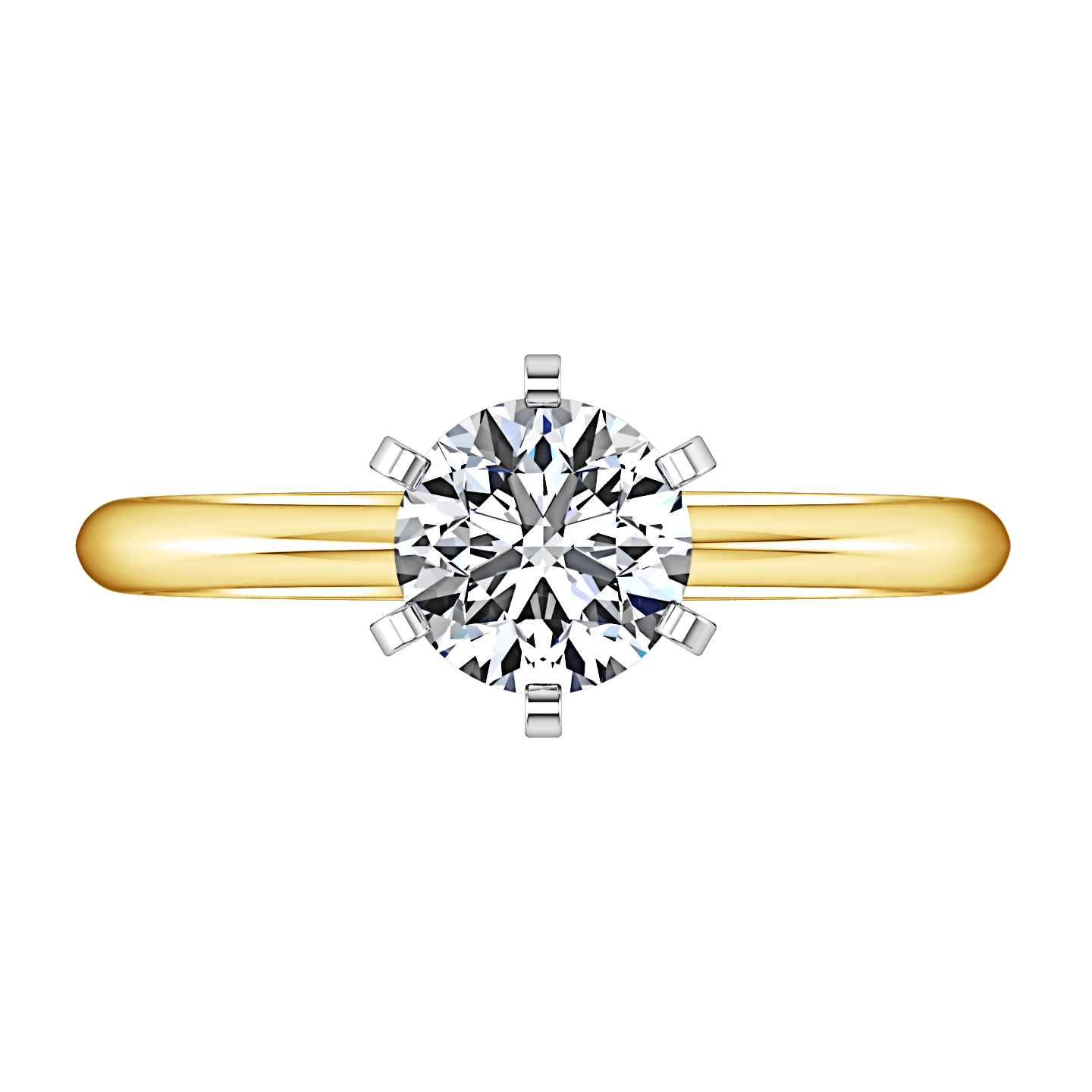 Solitaire Diamond Engagement Ring Classic 6 Prong 14k Yellow Gold Frostnyc