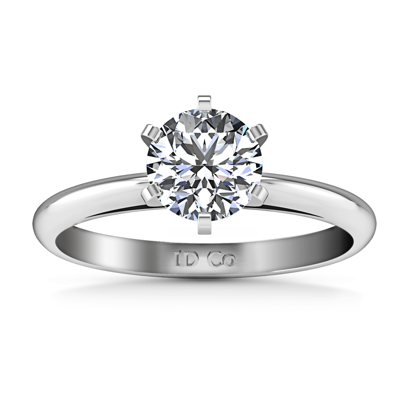 Round Diamond Solitaire Engagement Ring Cathedral 6 Prong 14k White Go