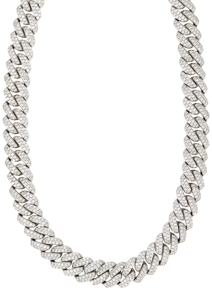 White Gold Plated Mens Iced Out Miami Cuban Link Chain – FrostNYC