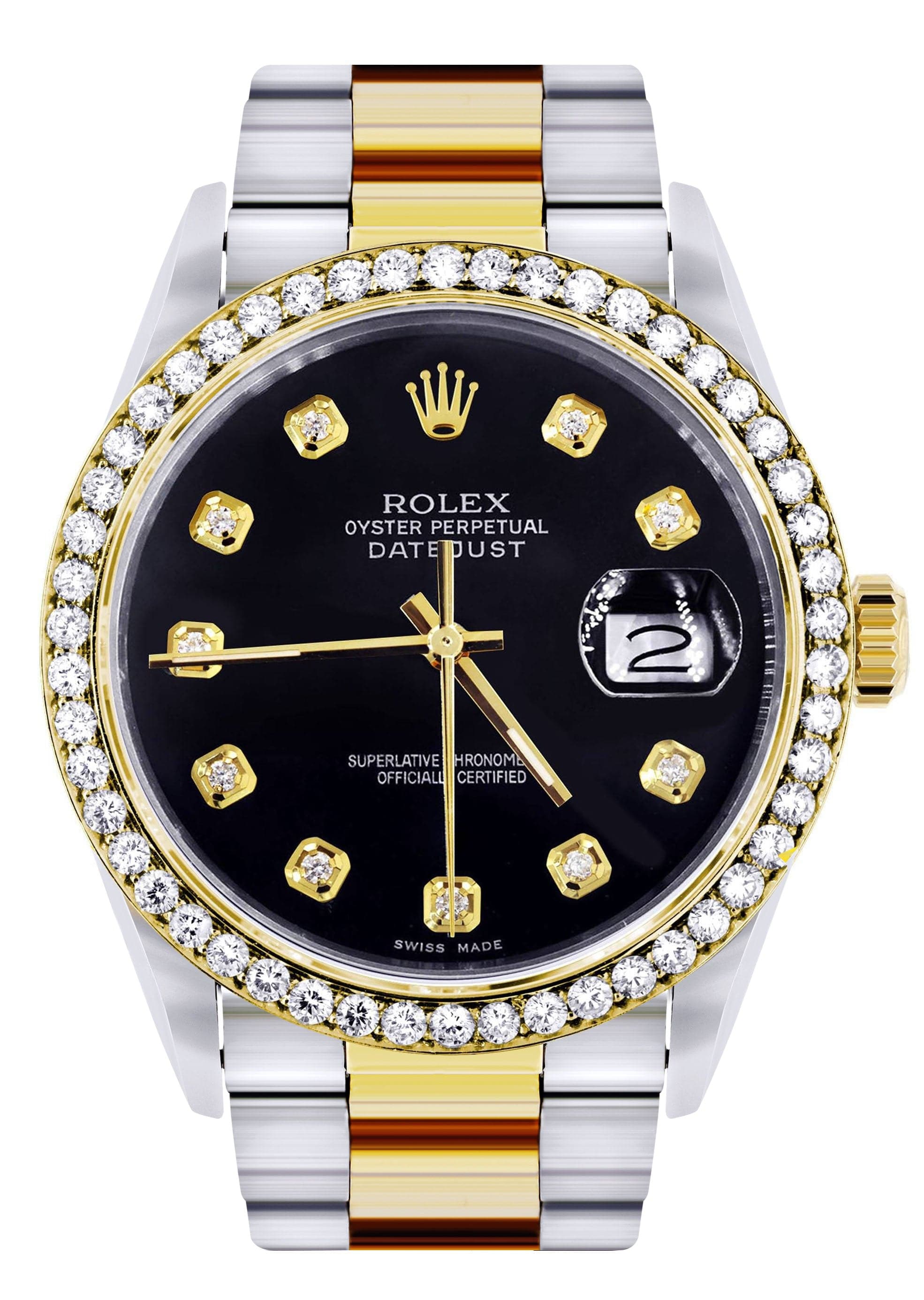 Gold Rolex Datejust Watch 16233 for Men | 36Mm | Black Dial | Oyster B ...