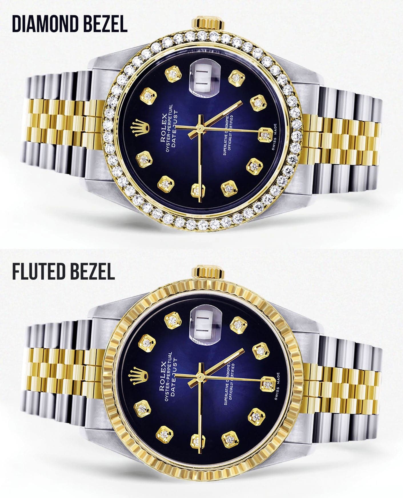 rolex blue face gold band