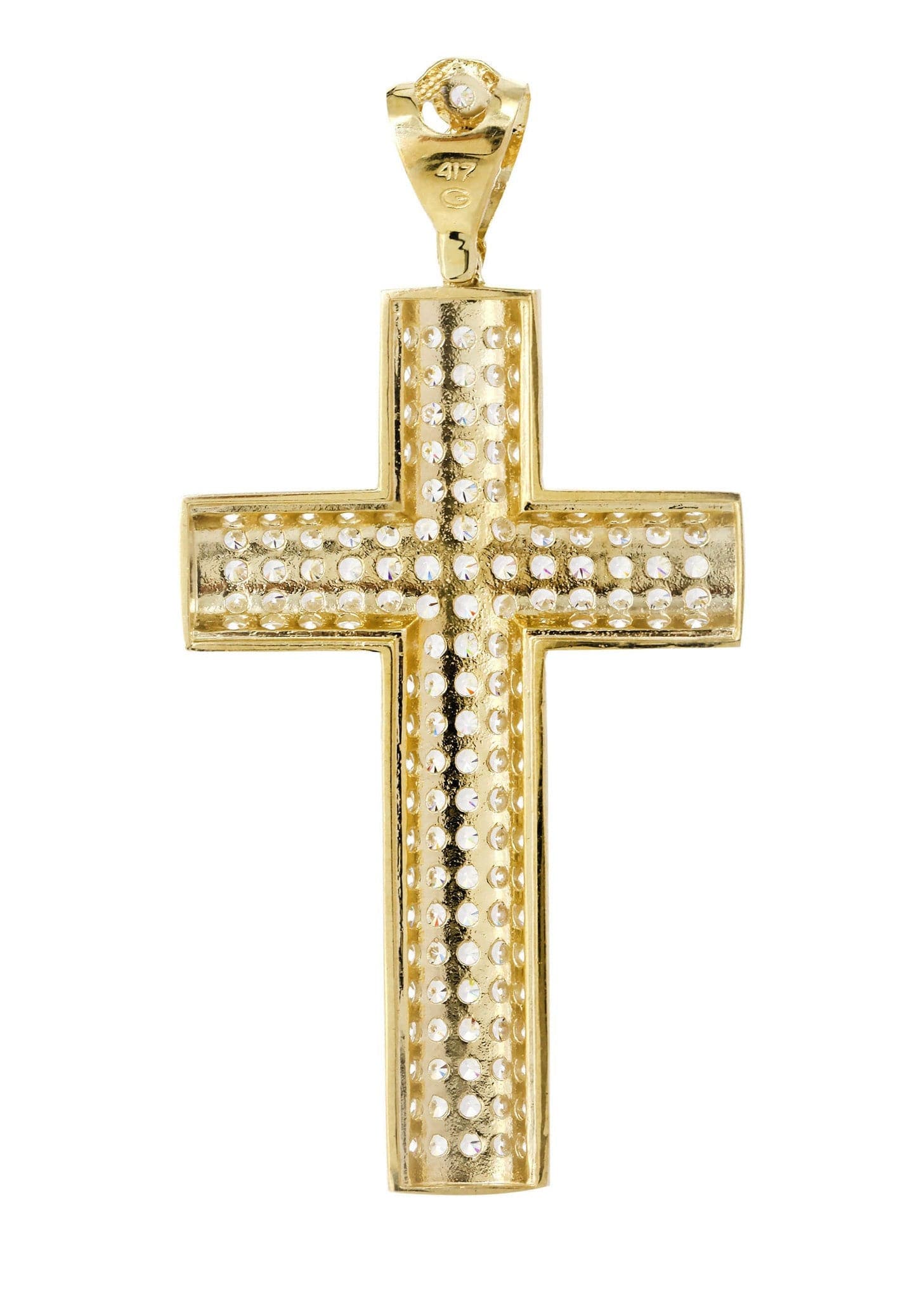 Big Gold Cross & Cz 10K Yellow Gold Pendant. | 17.4 Grams – FrostNYC