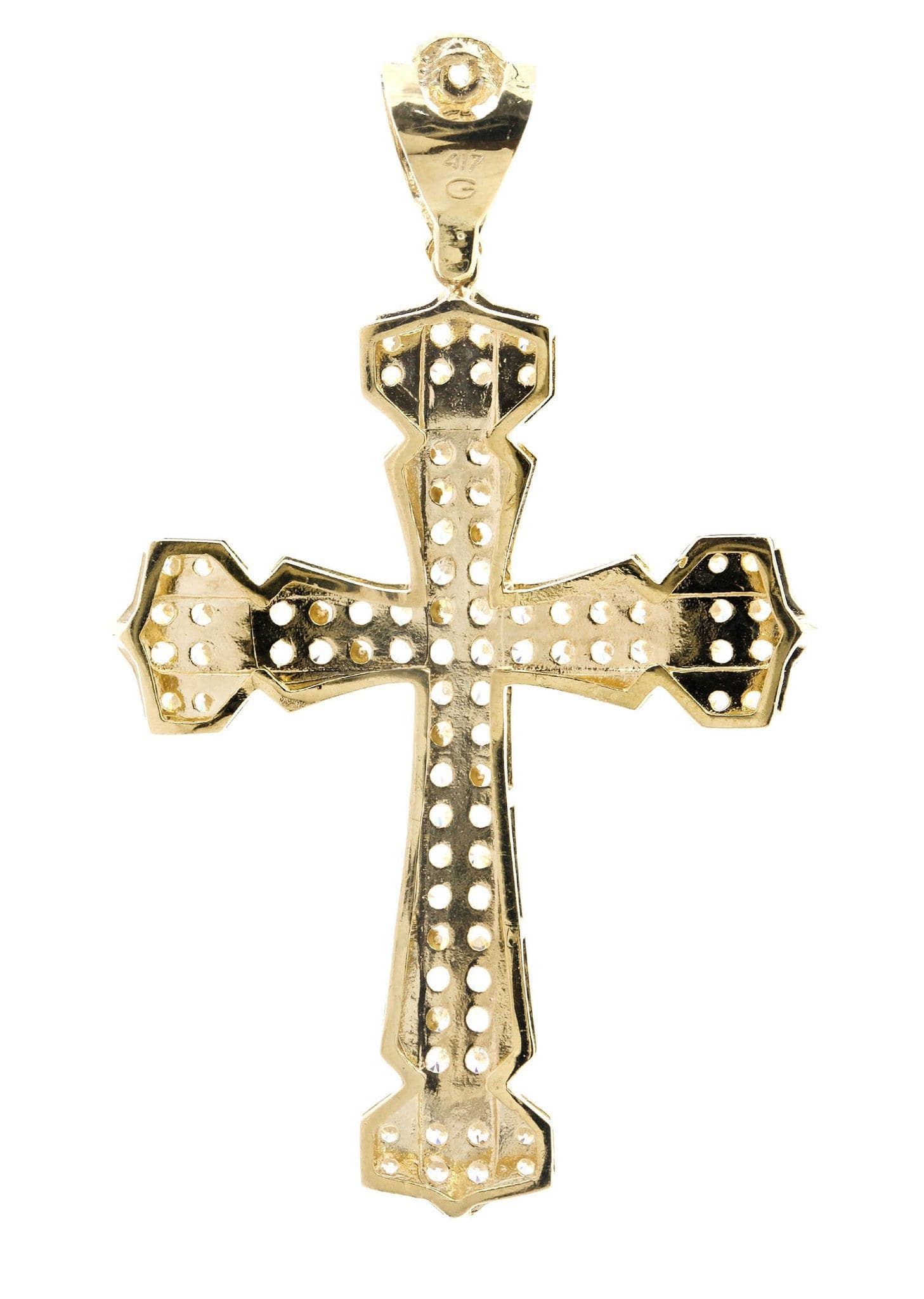 Big Gold Cross & Cz 10K Yellow Gold Pendant. | 16.7 Grams – FrostNYC